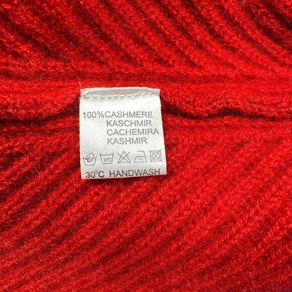 NWT Maison de Papillon Red Pure Cashmere Heavy Knit Rib Knit Cape Womens Size S - Picture 9 of 11